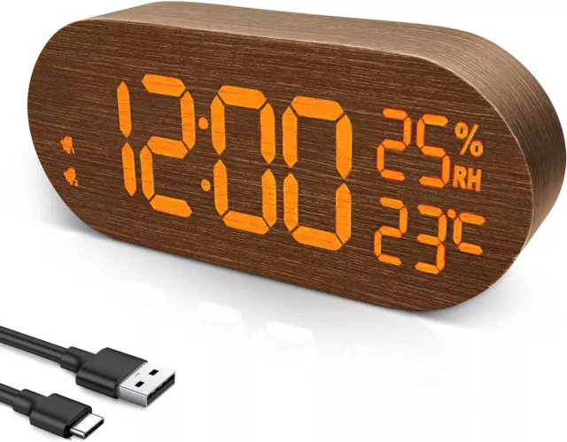 Despertador Digital LED, Reloj de Mesa con Doble Alarma