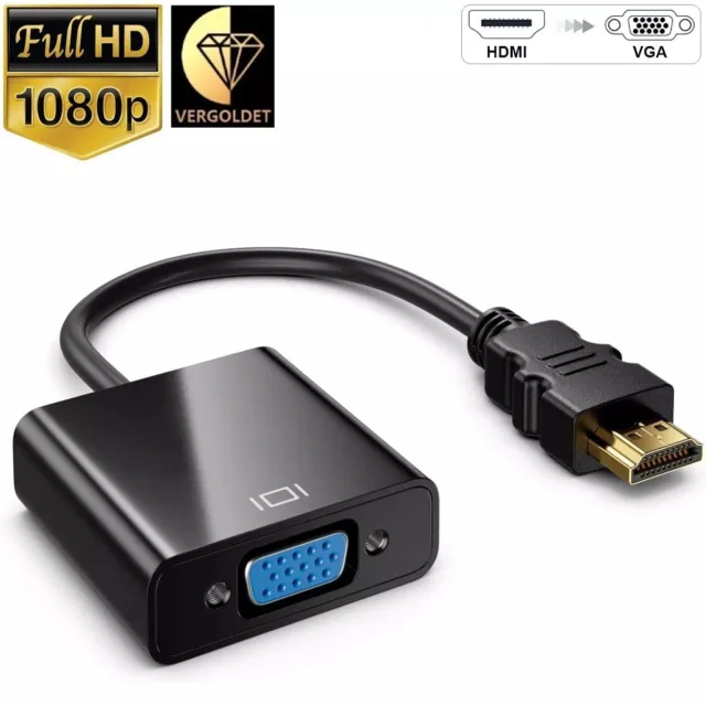 HDMI auf VGA Adapter D-Sub 15-polig Konverter Full HD 1080p VGA Buchse