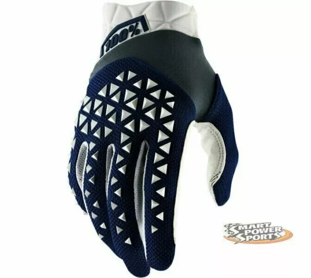 100% Adult AIRMATIC Gloves -NAVY/STEEL - CHOOSE SIZE- Touch Screen - MX ATV MTB