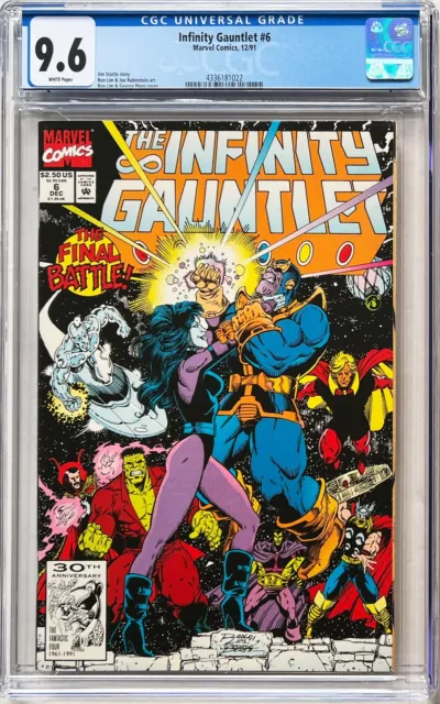 Infinity Gauntlet #6 CGC 9.6 White. Adam Warlock wears the Infinity Gauntlet!!