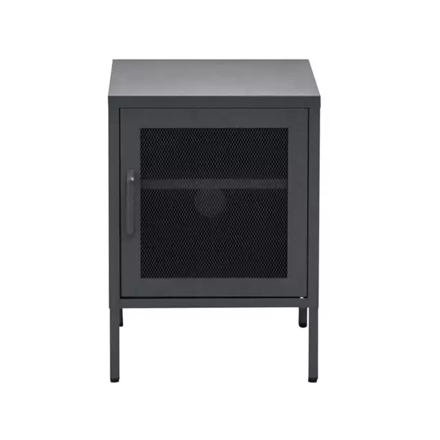 ArtissIn Bedside Table Mesh Door Cabinet - MINI Black