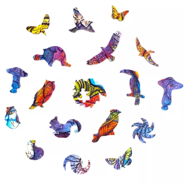 UNIDRAGON Wooden Puzzle Jigsaw,  Emanating Raccoon, 196 pcs, Medium 3