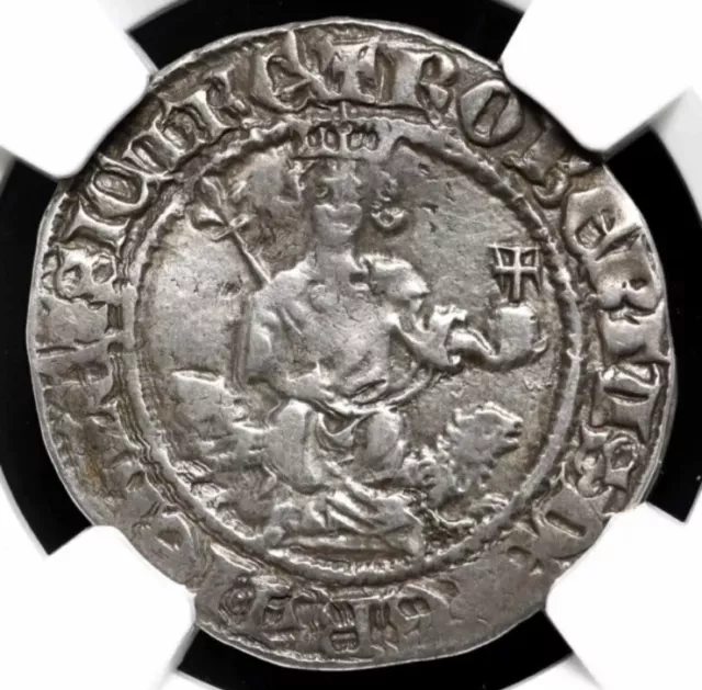 NGC AU 1309-1343 AD Italy Naples & Sicily Robert d'Anjou Silver 1 Gigliato Coin