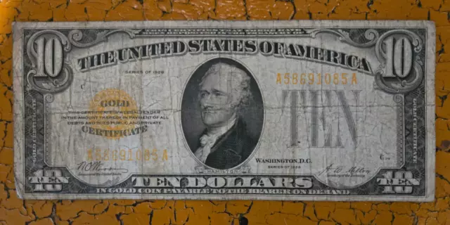 1928 $10 Gold Certificate United States Ten Dollar Bill