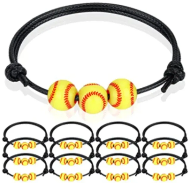 12 Softball adjustable leather bracelets for the team Brand New!