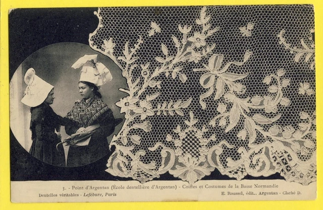 cpa lace school lace point argenton headdresses costumes low Normandy