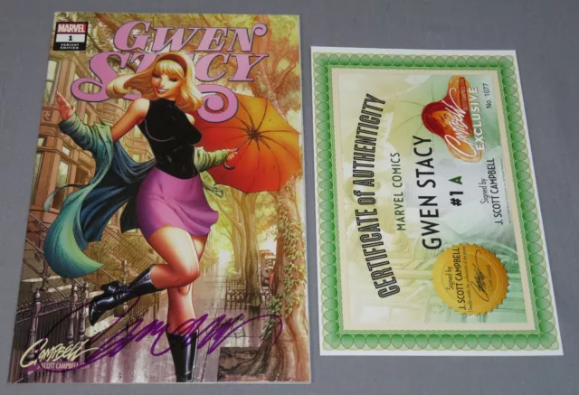 GWEN STACY #1 a (J Scott Campbell Signed Variant) NM Marvel Comics 2020