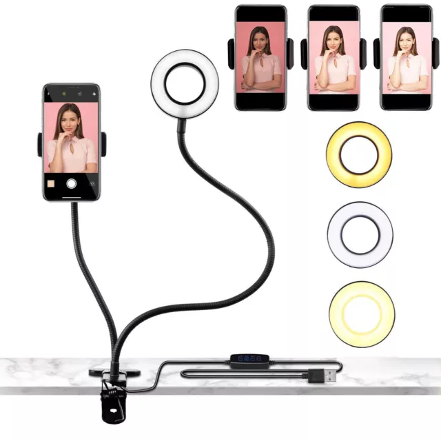 Selfie Ring LED Light with Cell Phone Holder Stand for Live Stream & Makeup Flex