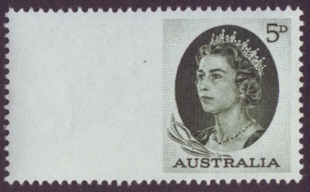 AUSTRALIA 5d GREEN QEII IMPERF AND WIDE MARGIN AT LEFT MINT UNHINGED (A22558A)
