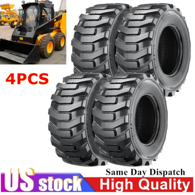 4PCS 12-16.5 12X16.5 Skid Steer Tires/Wheels/Rims Tubeless for Bobcat&more-12PLY