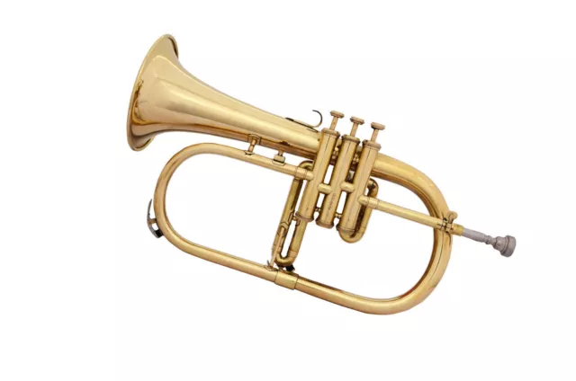 FLUGELHORN NUOVO SUONO DI ALTA QUALITÀ! Flicorno Sib OTTONE CON CUSTODIA IN...