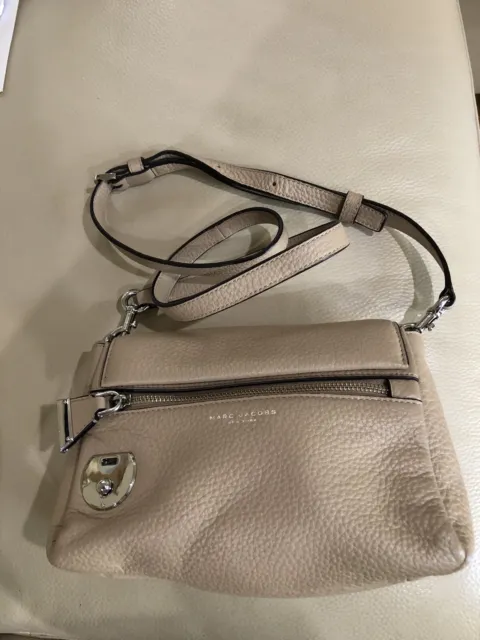 MARC BY MARC JACOBS Nude Pebbled Leather Flap Hardware Crossbody Bag