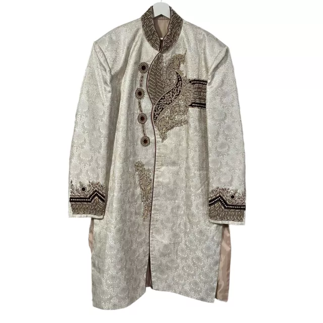 RUNAKO Sherwani Indian Wedding Embroidered Rhinestone Bling Kurta Indowestern 52