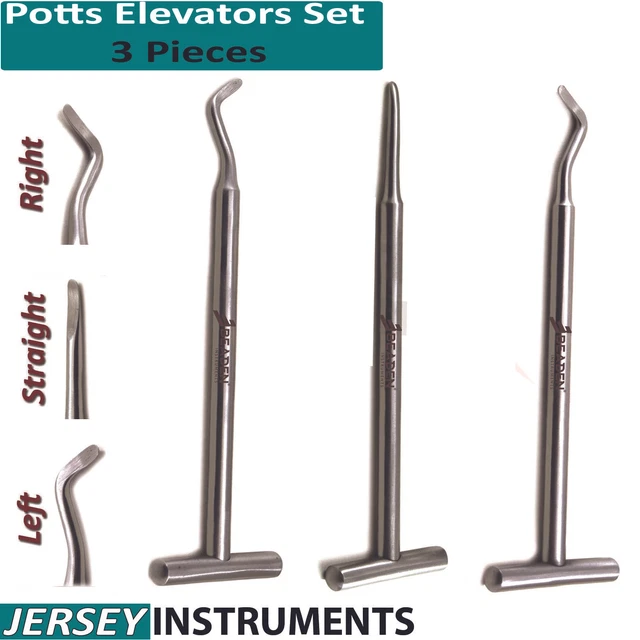 DENTAL ELEVATOR POTTS Tooth Extraction Root Extracting Set Right Left