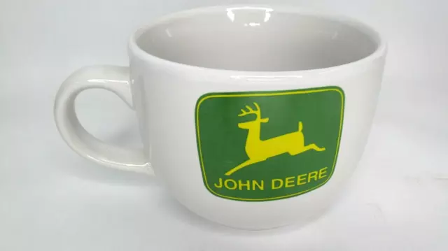 John Deere Oversized Jumbo 24oz White Ceramic Cup Mug Pre owned Coffee