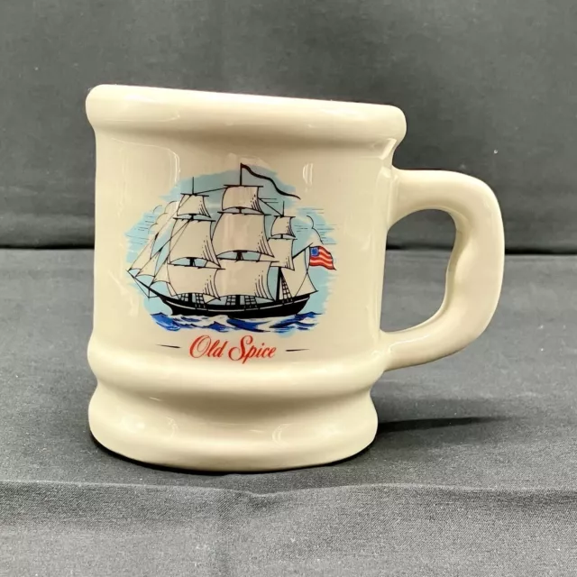 Old Spice Vintage Shaving Mug Scuttle Cup "The Grand Turk" Ship Stars & Stripes