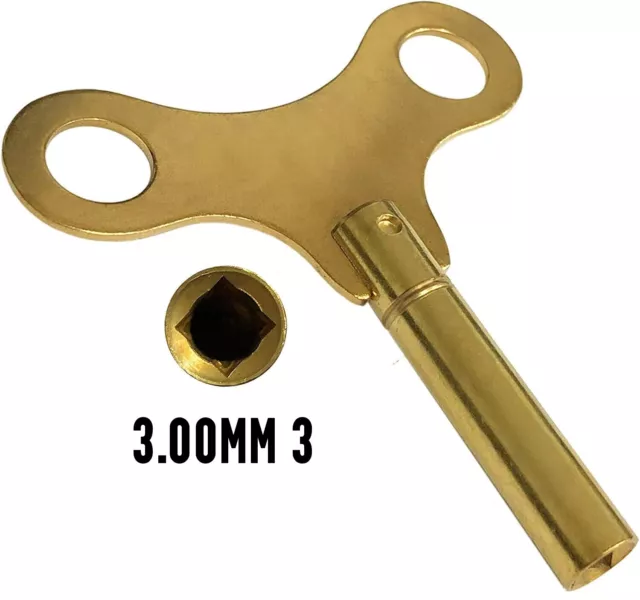 New Brass Winding / Clock Key For Mantle & Bracket Clock Size 3 / 3.00 mm / 3mm