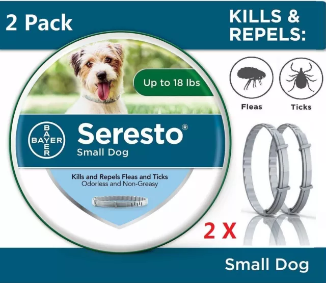2Pack Collar for Small Dogs 8Month Repels Flea & Tick Protection Vet-Recommended