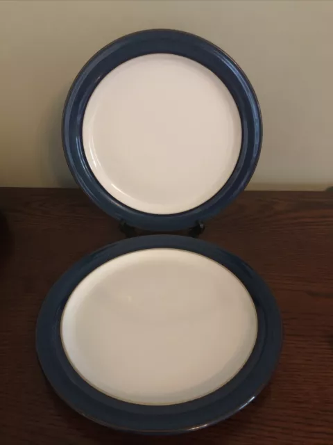Denby Boston Blue Dinner Plates X 2. 10.5 Inch. Vgc