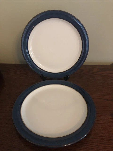 Denby Boston Blue Dinner Plates X 2. 10.5 Inch. Vgc