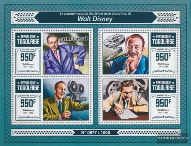 Togo 7318-7321 Kleinbogen (kompl. Ausgabe) postfrisch 2016 Walt Disney