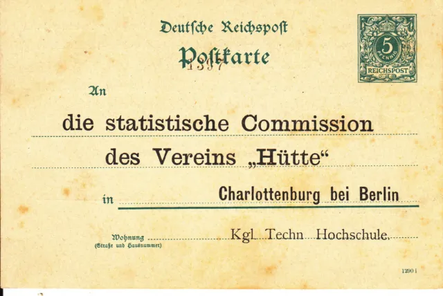 Post Deutschland Deutsches Reich Bedarfskarte,