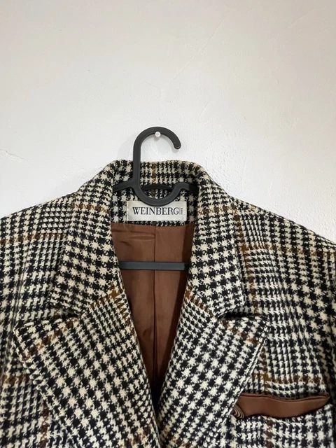 Blazer élégant WEINBERG Paris - Tissu Pure Laine - Taille 6 (US) - Style Plaid - Occasion Très Bon état