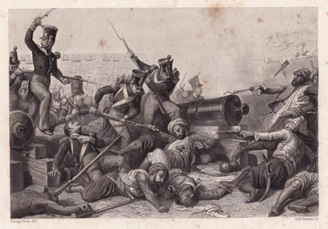 Gravure XIXe Prise d'Alger Algérie Armée d'Afrique Algeria 1840