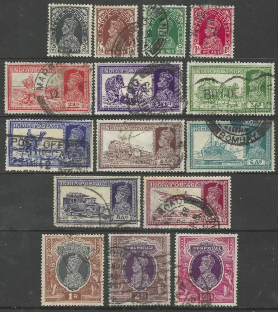 India. 1937-40 KGVI. 15 Used Values to 10r. SG 247etc