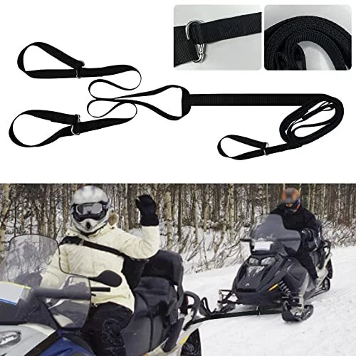 Snowmobile Tow Strap with Two Hooks Reinforced Straps for Snowmobiles Sleds ATVs