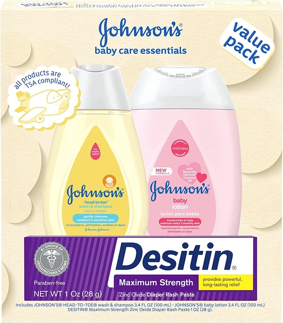 Johnson'S Baby Care Essentials Gift Set, Baby Skincare Set with Body Wash & Sham