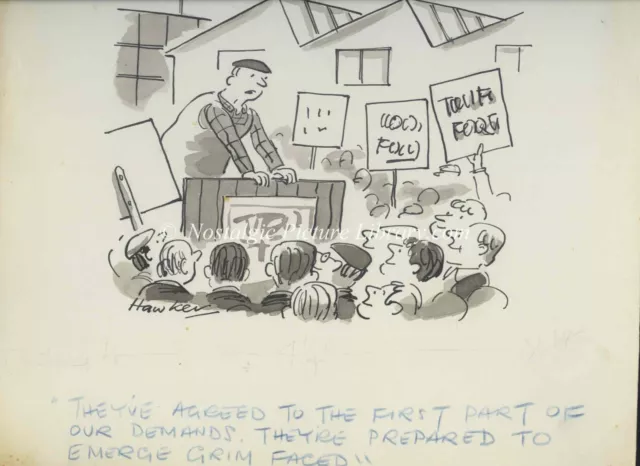 ORIGINAL ARTWORK CARTOON FOR PUNCH BY DAVID HAWKER. Theme Trade Unions