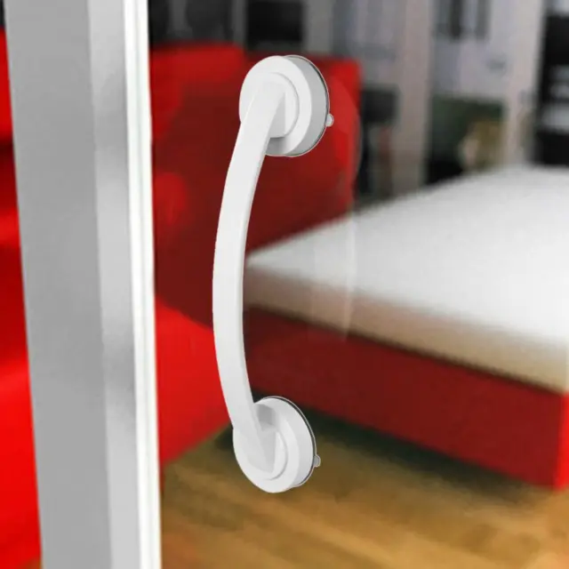 T0# Bathroom Handrail Suction Cup Glass Door Handle Sucker Hand Grip(White)