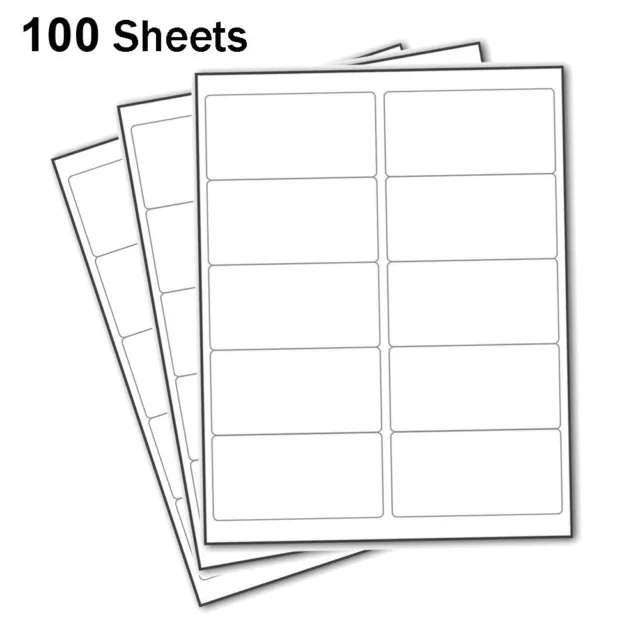 1000 Address Shipping Labels Laser Ink Jet 100 Sheets 2"x4" 10-UP 10 Per Sheet