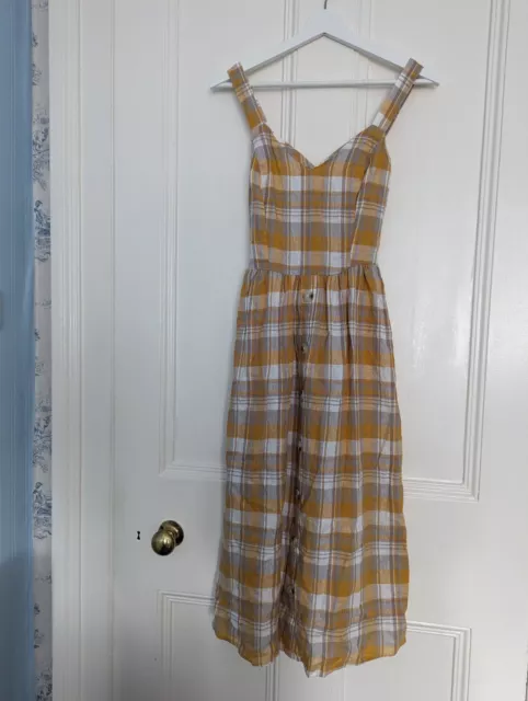 Size 6/8 New Look Plaid Checked Spring/Summer Maxi Dress Brand New W/O Tags