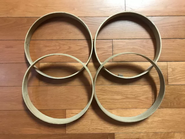 Basket Weaving Supplies Lot of 4 Hoops 10" Frames Natural Oak Baskets 1 3/8"
