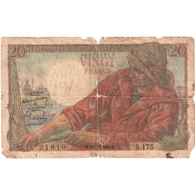 [#196224] France, 20 Francs, Pêcheur, 1948, S.175, VG, Fayette:13.12, KM:100, c
