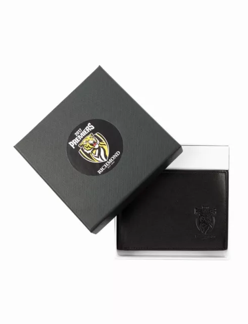 52214 Richmond Tigers 2017 Afl Premiers Team Logo Black Leather Mens Wallet