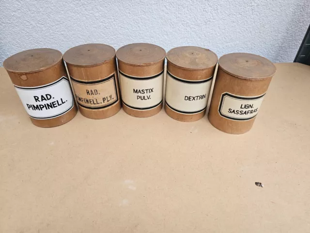 Apothekergefäße Kräutergefäß Apotheke Dose Hartpappe  Alt Vintage Kräuterbox 5