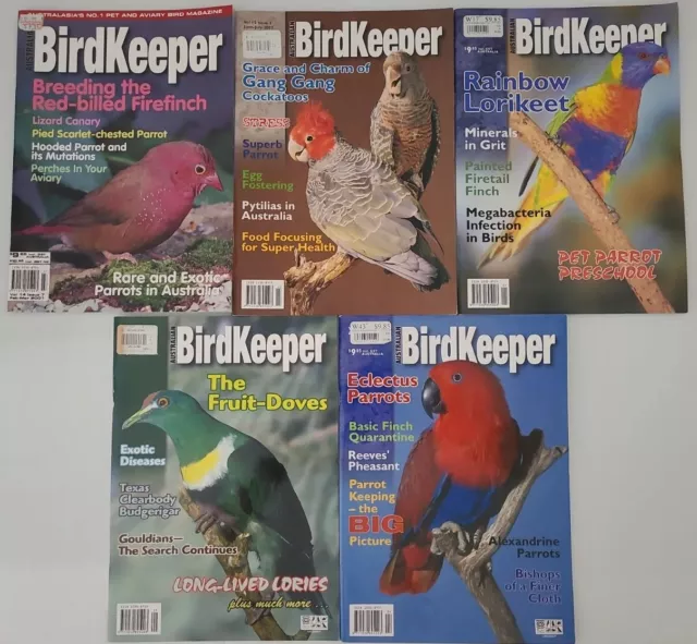 5 Australian Birdkeeper Magazines Bulk Lot Bundle Issues from 2001-2003