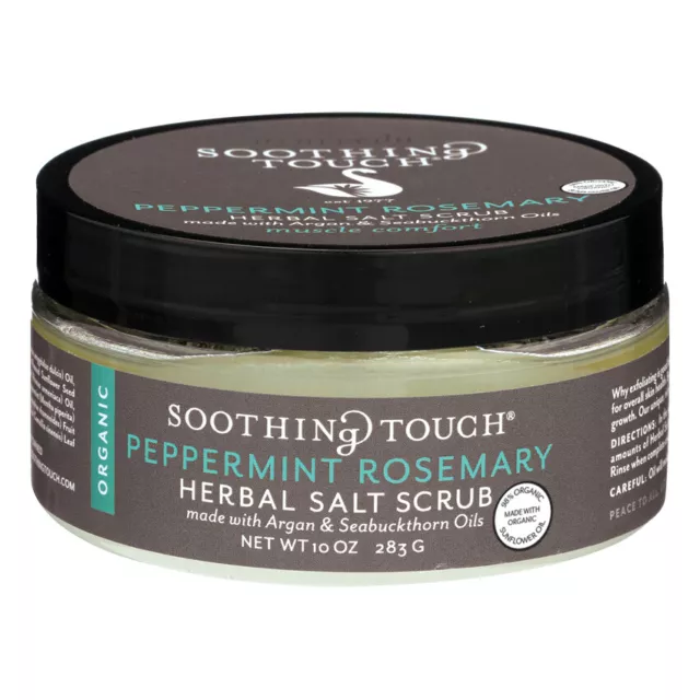 Soothing Touch Scrub Organic Salt Herbal Peppermint Rosemary Scent 10 oz