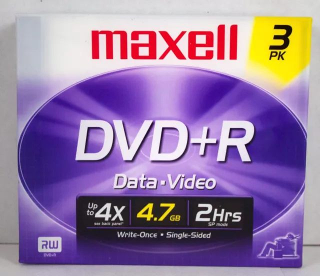 Discos Maxell DVD+R, 4,7 GB, 4X, con fundas para joyas, paquete de 3