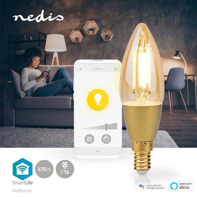 Smartlife LED Filament Lampe Wi-Fi E14 470 lm 4.9 W Warmweiss 1800 - 3000 K Glas