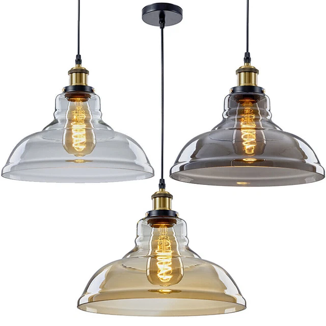 Vintage Modern Glass Ceiling Loft Pendant Industrial Edison Retro Light Shade