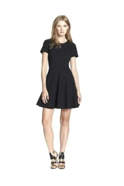 NWT Diane von Furstenberg Ivana Black Fit & Flare Mini Dress Exposed Zip Size 12