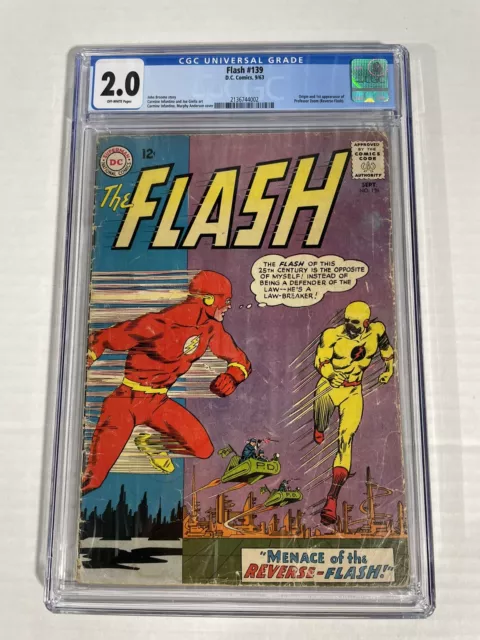 Flash 139 CGC 2.0 1st Appearance App Origin Professor Zoom Reverse Flash DC 1963