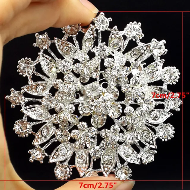 Lot 30pc Mixed Sliver Rhinestone Crystal Brooches Pin DIY Wedding Bridal Bouquet 3