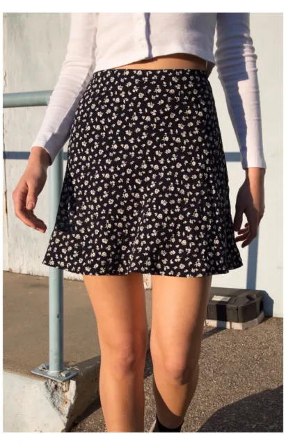 Brandy Melville Women's Genevieve Navy Blue Floral Wrap Skirt Size XS-S 