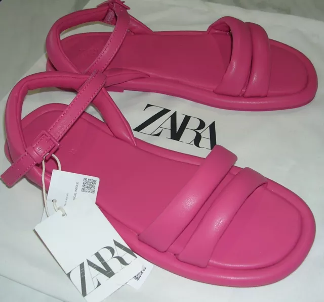 Zara Nuovi sandali donna rosa schiuma cinturino a bolla scarpe estive Regno Unito 4 Eu 36