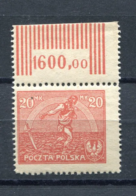 Briefmarken, Polen,  1921, Fi. 127 mit Leerfeld, Siewca, 20 Mk, ungebraucht